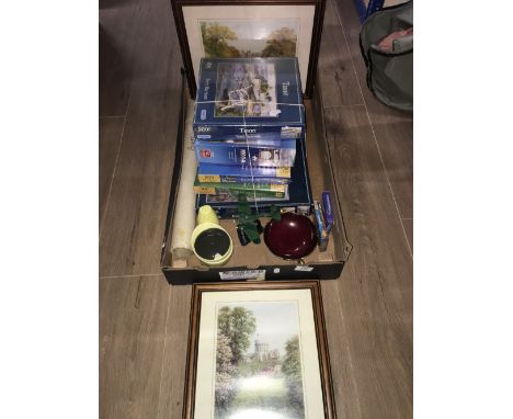 BOX MISCELLANEOUS INCLUDING JIGSAWS, CARLTONWARE MODEL PLANE ETC.