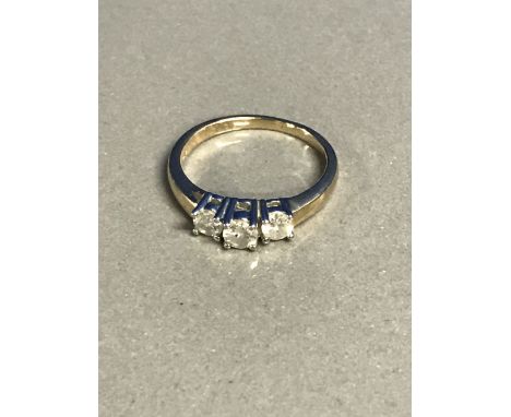 9CT GOLD 3 STONE DIAMOND RING