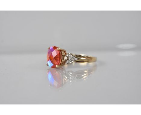 A 9ct Gold, Diamond and Orange Mystic Topaz Ring, Size R, 3gms 