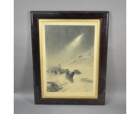 A Large Framed Monochrome Print After Joseph Farquharson, "The Stormy Blast", Signed by The Artist to Border, 49x70cms 