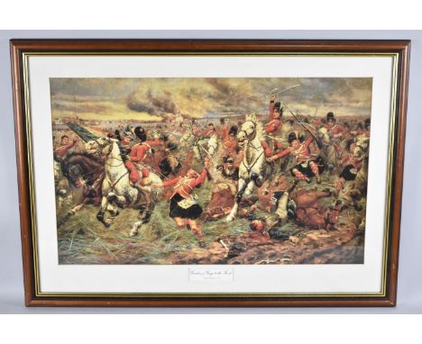A Large Framed Military Print, "Gordons and Greys to The Front" by Stanley Berkeley, 74x45cms 