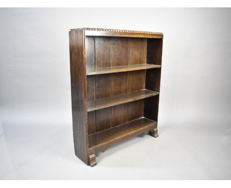 An Art Deco Oak Three Shelf Open Bookcase, 75cms Wide and 92cms High 