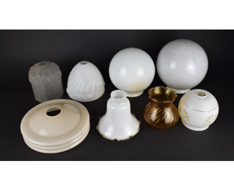 Eight Various Opaque and Frosted Glass Light Shades 