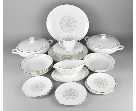A Royal Worcester Bridal Lace Dinner Service to Comprise Large Serving Plate, Four Large Plates, Six Small Plates, Six Side, 