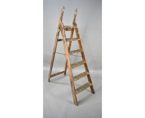 A Vintage Five Step Wooden Step Ladder 