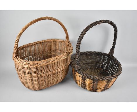 A Vintage Oval Wicker Shopping Basket together with a Modern Circular Flower Trug 