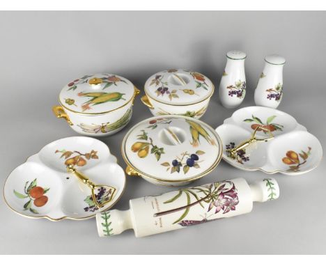 A Collection of Royal Worcester Evesham to Comprise Tureens, Trefoil Dishes etc Together with a Portmeirion Rolling Pin etc 