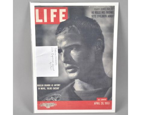 A Signed Reproduced Print of The Front Cover of Life Magazine April 20th 1953, Autographed by Marlon Brando and with Certific