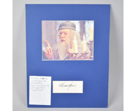 A Mounted Photograph of Michael Gambon Playing Dumbledore in Harry Potter together with Signed White Card 