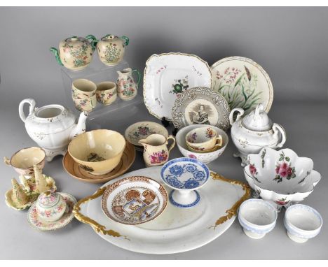 A Collection of Various 19th Century and 20th Century Ceramics to Comprise Late Spode New Fayence Transfer Printed Candle Snu