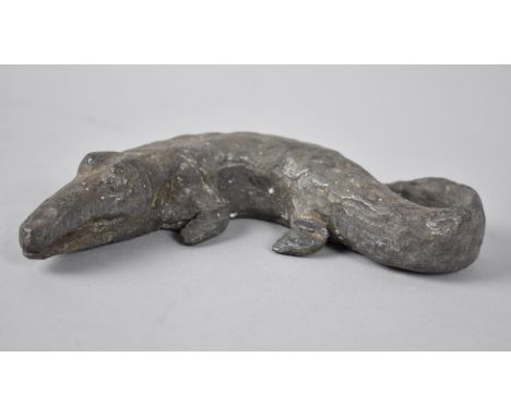 An Early Handmade Lead Model of a Crocodile 