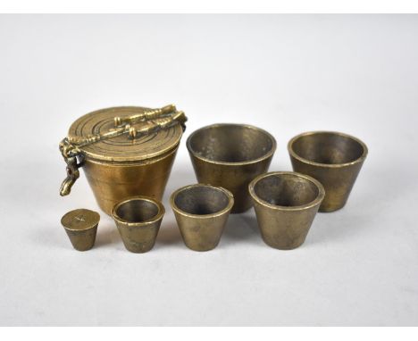 A Set of Vintage Brass Circular Weights, 5cm Diameter 