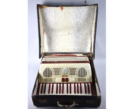 A Mid 20th Century Italian Galanti Piano Accordion In Original Case (Which is Somewhat At Fault) 