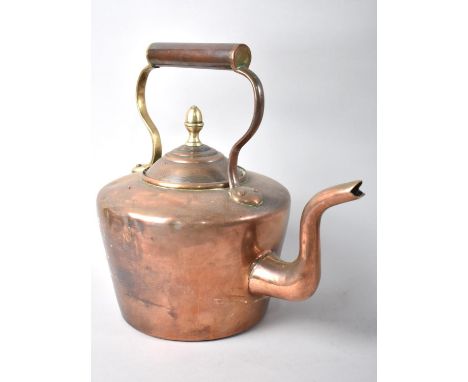 A Vintage Copper Kettle with Acorn Finial, 27cm High 