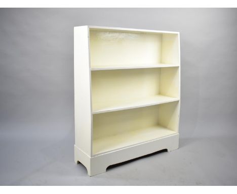 A Mid 20th Century White Painted Three Shelf Open Waterfall Bookcase, 77cm wide 