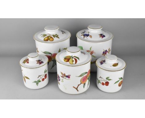 Five Royal Worcester Lidded Storage Pots, Various Sizes Ranging from 23cm to 16cm high 