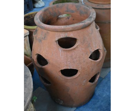 A Terracotta Strawberry Planter, 33cm Diameter and 53cm high 
