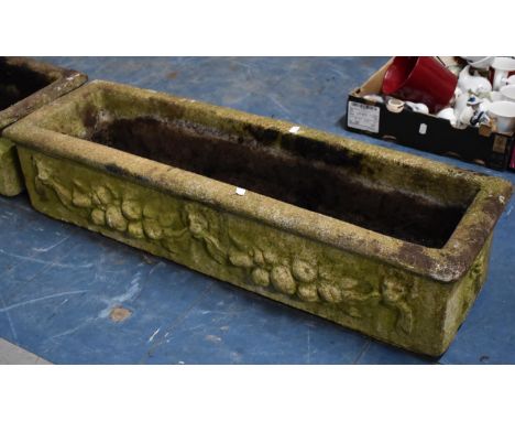 A Reconstituted Stone Rectangular Garden Planter with Moulded Relief Decoration, 91cm wide 