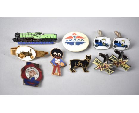 A Collection of Vintage Enamel Lapel Badges, Cufflinks Etc 
