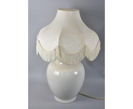 A Modern Crackle Glazed Ceramic Table Lamp and Shade, 55cm Overall 