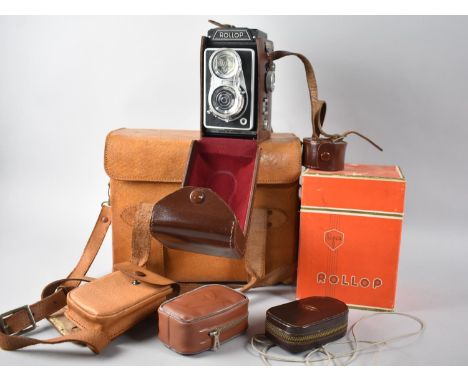 A Leather Cased Lipca Rollop 1 Camera with Original Camera Box and Leather Camera Bag Containing Light Meters, Pamphlets and 