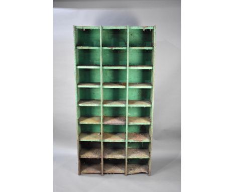 An Industrial Vintage Metal Twenty-four Section Tool or Parts Store, 91cm wide 182cm high 