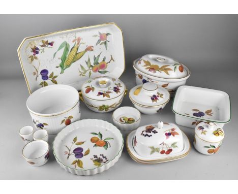 A Collection of Royal Worcester Evesham and Other Oven to Table Dinnerwares to Comprise Large Rectangular Dish, Lidded Pots e