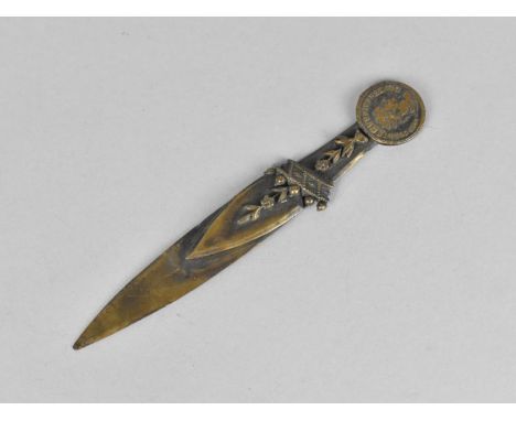 A Vintage Dagger Shaped Bookmark with Faux Coin Handle, 14cm Long 
