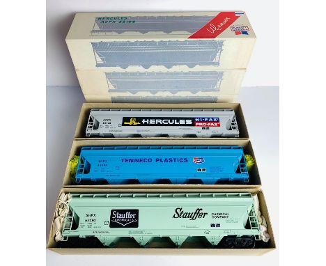 3x Weaver O Gauge 55' ACF Covered Hopper Car Wagons - All Boxed P&amp;P group 2 (£20 for the first item and £2.50 for subsequ