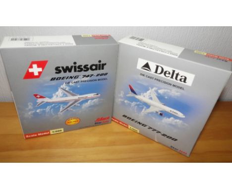 Two Star Jets 1.500 scale Boeing Passenger Aeroplanes Swiss Air and Delta P&amp;P group 2 (£20 for the first item and £2.50 f