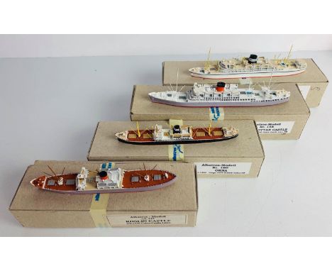4x Albatros Models 1:1250 Scale Models to Include: AL 137 Roslin Castle, Nr: 148 Dunnottar Castle, Nr: 221 TS Kenya, Nr: 160 