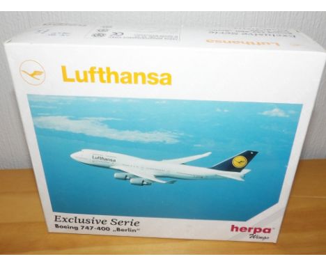 Herpa Wings Exclusive Edition 1.500 scale Lufthansa Boeing 747-400 Berlin P&amp;P group 2 (£20 for the first item and £2.50 f