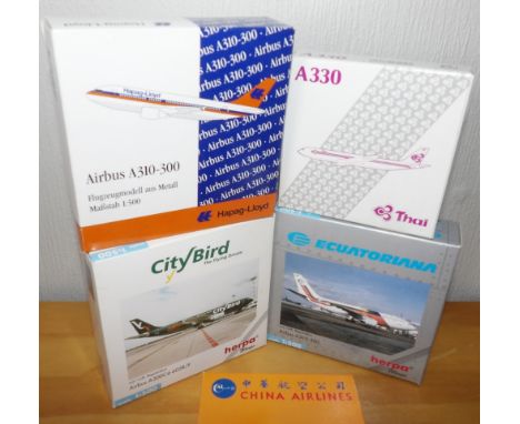 Three Herpa scale 1.500 scale and two 1.600 scale Schabak model Commercial Airline models (5) P&amp;P group 2 (£20 for the fi