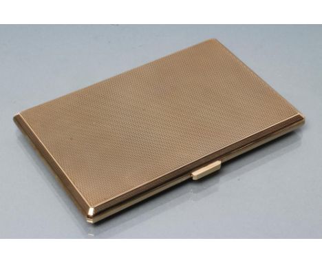 A 9CT GOLD CIGARETTE CASE, London 1967, of oblong form with engine turning, 5" x 3 1/4", 176.6g gross (Est. plus 21% premium 