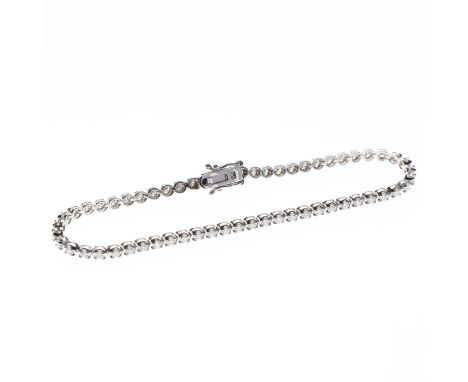 Diamond 18ct white gold tennis bracelet. Estimated 1.75ct total diamond weight. The bracelet is stamped 750 on the reverse of