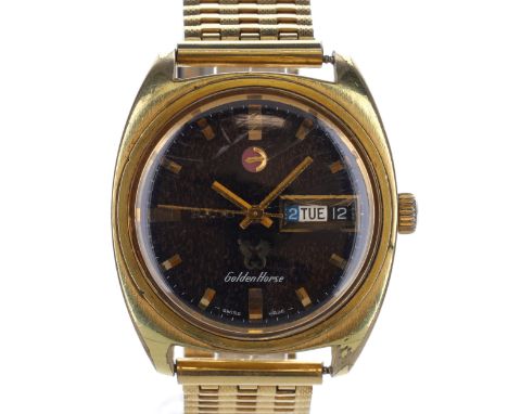Rado - Vintage Golden Horse Automatic Watch. AS Cal. 1859 25 jewel automatic day/date movement. Case and bracelet made from g