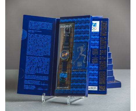 14-teiliges Konvolut von Armbanduhren "SCZ101" (Swatch, Schweiz), Chrono IOC 1894 - 1994 /100 Jahre Olympische Spiele, in Ori