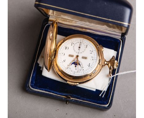 Tempora - Herrentaschenuhr / Savonnette 585 RG (Schweiz, um 1910), Werk verglast, Werknr."334", weißes Emailzifferblatt m. ar