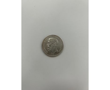 5 Mark Silbermünze (Deutsches Reich, 1876), G, Friedrich Großherzog von Baden, 900/1000,geprägt von 1874 bis 1907. ss.