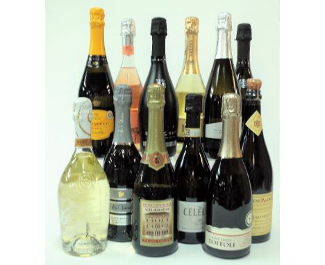 12 BOTTLES ITALIAN SPARKLING WINESesto Senso Valdobbiadene Dry; Col Vetoraz Vadobbiadene Dry; Domus-Picta Valdobbiadene Brut;