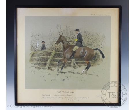 After Charles Johnson Payne (Snaffles) (1884-1967),Hand coloured print, Titled 'Not Taking Any'Sub titled 'Fair Thruster, Com