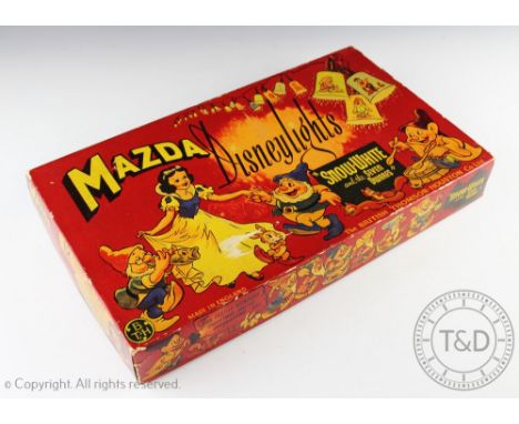 A set of Snow White and the Seven Dwarfs Disney lights, by Mazda, in original box    CONDITION REPORT:  Lighting lots are sol