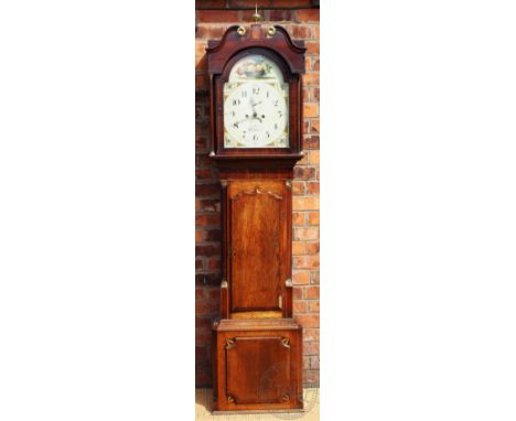 A George III oak and mahogany eight day  Shropshire longcase clock, the painted Arabic numeral dial signed Thomas Taylor Elle