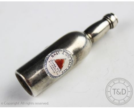 A Sampson Mordan & Co novelty silver and enamel Bass & Co Pale Ale propelling pencil, 10cm high CONDITION REPORT: label worn 