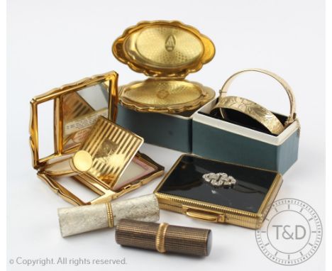 A Stratton compact and integral lipstick case, with two KIGU examples, a French Orlane lipstick case and a Revlon example and