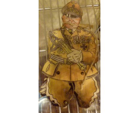Card Nazi WWII caricature articulated Goering hanging puppet, believed to be made in Switzerland during WWII