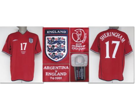 World Cup 2002 match worn football shirt England - Original match worn shirt England with back number 17. Worn by Teddy Sheri