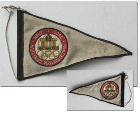 Olympic Games Berlin 1936 Original Carpennant - Original car flag DDAC (now ADAC) and NSKK for the official ralley on occasio