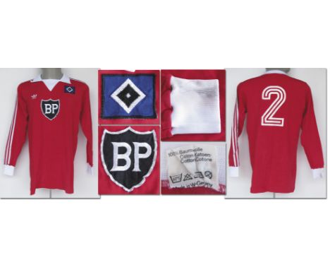 match worn football shirt Hamburger SV 1979-1981 - Original match worn DFB (German FA) shirt with number 2. Worn by Manfred K