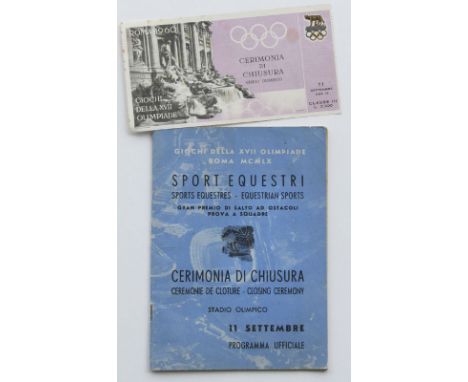 Olympic Games 1960 Rome Programm closing Ceremony - Official daily programme. XVII Rome 1960. 11th september. 48 pages, 15x21